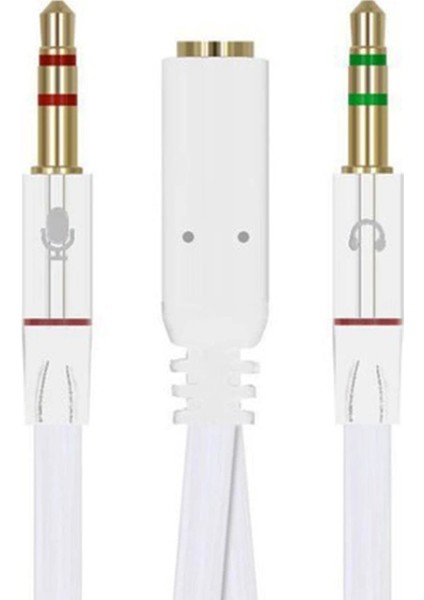 3.5mm Stereo Dişi x 2 Stereo Erkek Kulaklık Mikrofon Hoparlör Ayırıcı 20 cm Kablo (4887) modelleri
