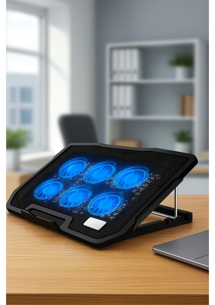 6 Fanlı Sessiz Laptop Soğutucu Ayarlanabilir Rüzgar Hızı, Ergonomik Tasarım, Çift USB Girişli 17.3'' Uyumlu Stand fırsatları