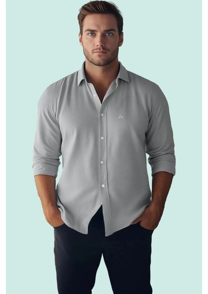 Erkek Regular Fit Gömlek Uzun Kol Pamuklu Günlük ve Iş Hayatı Hafta Sonu Dayanıklı Malzeme