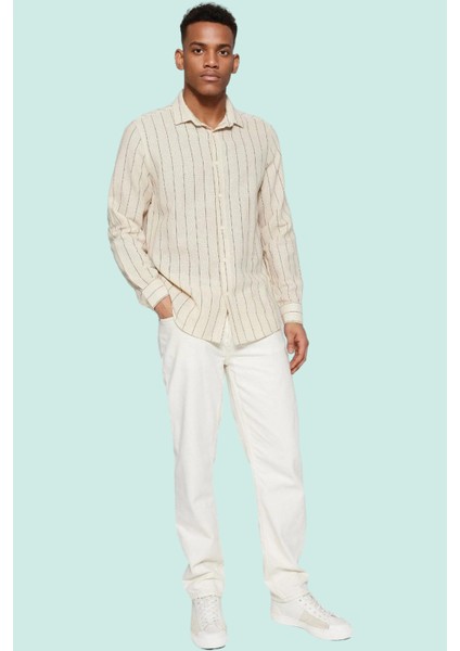 Erkek Regular Fit Çizgili Dokuma Gömlek Pamuk Günlük ve Iş Hayatı Yaz Aylarının Vazgeçilmezi modelleri