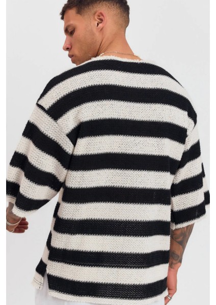 Örme Jakarlı Fakir Kol Oversize Tshirt indirimleri