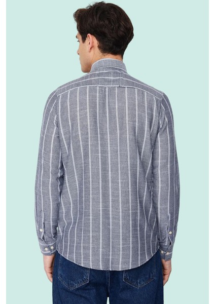 Erkek Slim Fit Çizgili Gömlek Pamuklu Iş ve Günlük Kullanım Hafta Sonu Yaz Aylarının Vazgeçilmezi modelleri