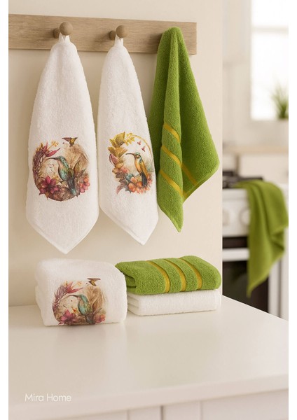 3 Lü Kuş Baskılı Pamuklu Mutfak Havlusu 30 x 50 cm
