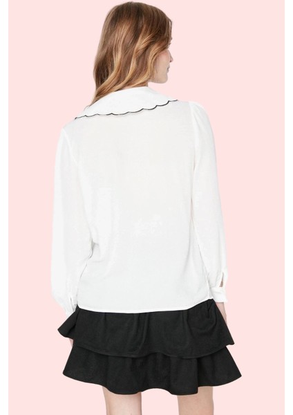 Kadın Dokuma Gömlek Bebe Yaka Düz Desen Casual Günlük Hafta Sonu Yaz Aylarının Vazgeçilmezi modelleri