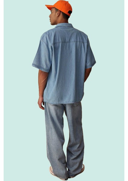 Erkek Denim Kot Gömlek Kısa Kol Düz Desen Regular Kalıp Pamuklu Günlük Stil Modern Tasarım modelleri