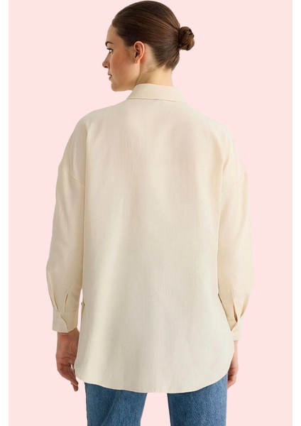 Kadın Uzun Kollu Relaxed Kalıp Poplin Gömlek Casual Günlük Hafta Sonu Yaz Aylarının Vazgeçilmezi modelleri