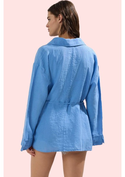 Kadın Uzun Kollu Keten Gömlek Flam Dokuma Plaj Gömleği Yazlık Günlük Kullanım Modern Tasarım modelleri