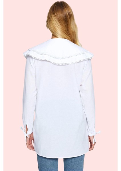Kadın Uzun Kollu Poplin Gömlek Büyük Yaka Desensiz Günlük Şıklık Yaz Aylarının Vazgeçilmezi modelleri