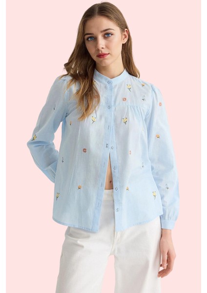 Kadın Tropikal Desenli Dokuma Gömlek Pamuk Günlük Kullanım Için Yaz Aylarının Vazgeçilmezi