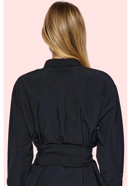 Kadın Kemerli Dokuma Gömlek Şık Tasarım Iş ve Günlük Kullanım Hafta Sonu Dayanıklı Malzeme modelleri