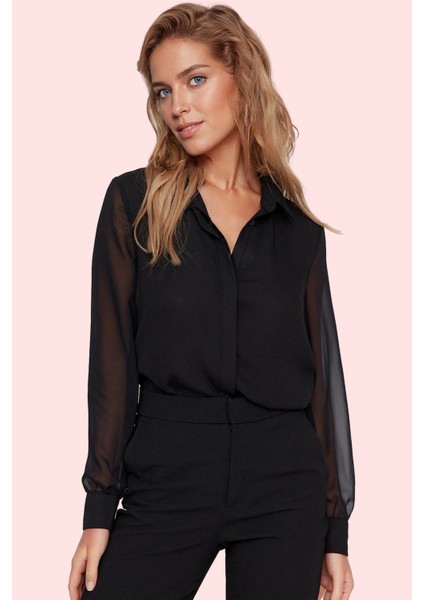 Kadın Regular Kalıp Uzun Kollu Gömlek Yaka Dokuma Günlük Kullanım Yaz Aylarının Vazgeçilmezi fiyatları