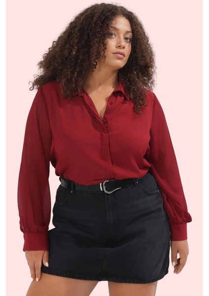 Kadın Büyük Beden Şifon Gömlek Regular Kalıp Günlük Kullanım Hafta Sonu Yaz Aylarının Vazgeçilmezi fiyatları