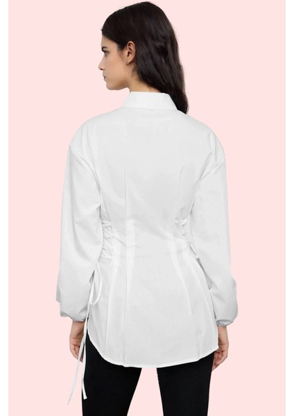 Kadın Uzun Kollu Gömlek Yaka Dokuma Basic Kalıp Terrycotton Kumaş Günlük Kullanım Hafta Sonu modelleri