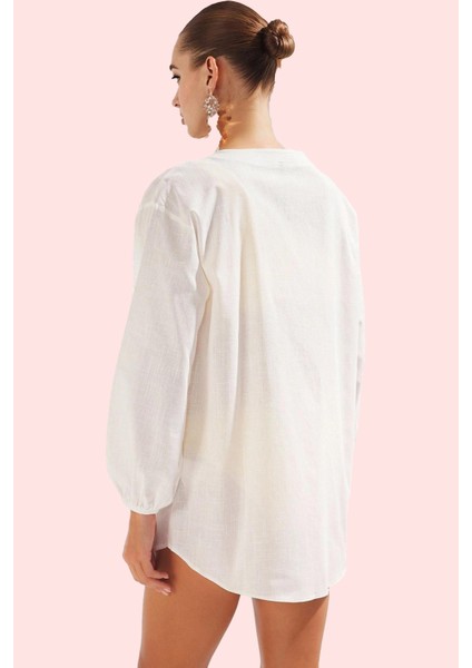 Kadın Plaj Gömleği Keten Görünümlü Pamuk Yazlık Rahat Kesim Günlük Kullanım Modern Tasarım modelleri