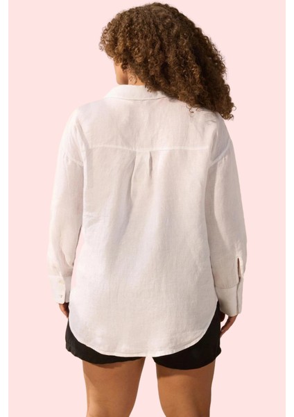 Kadın Büyük Beden Oversize Keten Gömlek Günlük Stil Özel Günler Yaz Aylarının Vazgeçilmezi modelleri