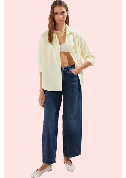 Kadın Oversize Dokuma Gömlek Günlük ve Iş Stilleri Için Hafta Sonu Yaz Aylarının Vazgeçilmezi