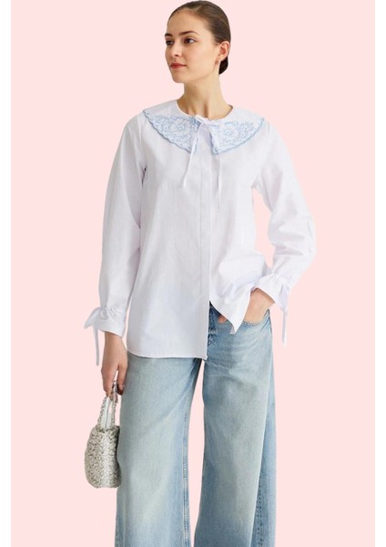 Kadın Bebe Yaka Işleme Detaylı Dokuma Gömlek Rahat Günlük Kullanım Yaz Aylarının Vazgeçilmezi fiyatları