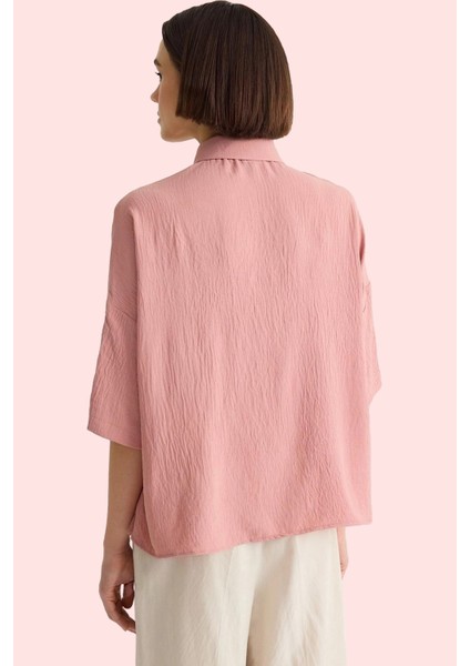 Kadın Oversize Geniş Kalıp Kısa Kollu Dokuma Gömlek Günlük Kullanım Için Dayanıklı Malzeme modelleri