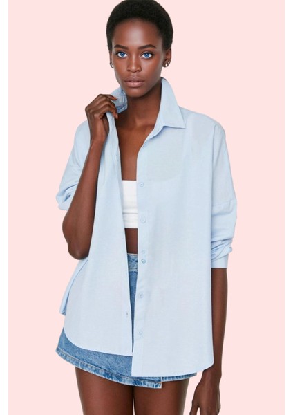 Kadın Oversize Pamuklu Dokuma Gömlek Basic Kalıp Günlük Kullanım Için Yaz Aylarının Vazgeçilmezi fiyatları