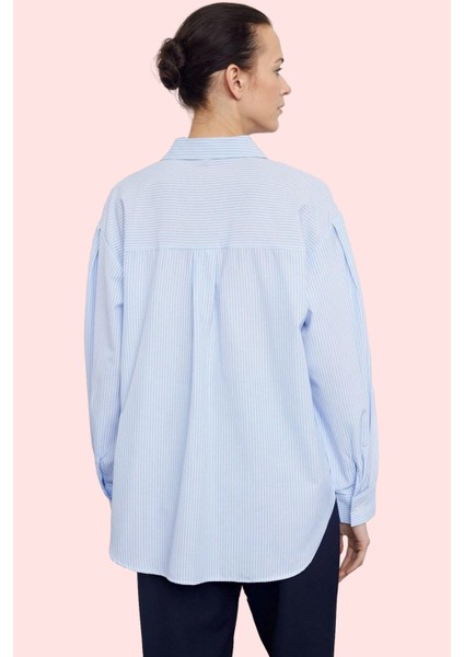 Kadın Oversize Çizgili Dokuma Gömlek Pamuklu Günlük Kombinler Için Yaz Aylarının Vazgeçilmezi fiyatları