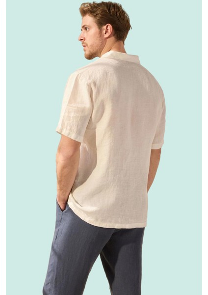 Erkek Keten Gömlek Kısa Kollu Regular Fit Günlük Kullanım Hafta Sonu Yaz Aylarının Vazgeçilmezi fiyatları