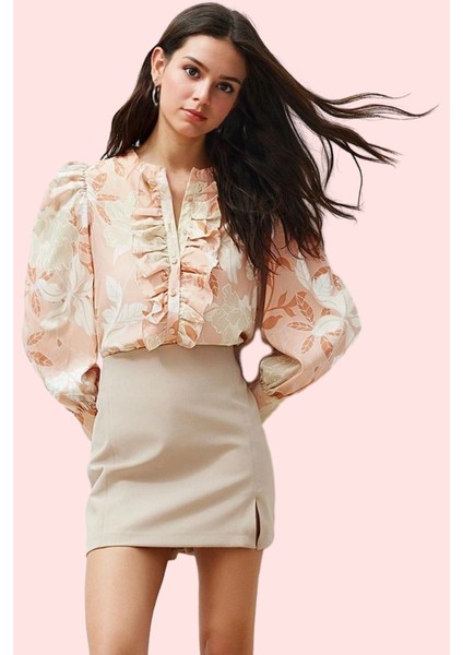 Kadın Çiçekli Desenli Dik Yaka Gömlek Pamuk Günlük Kullanım Hafta Sonu Yaz Aylarının Vazgeçilmezi fiyatları