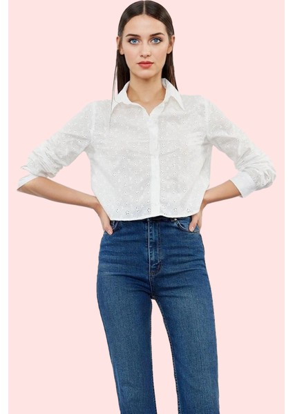 Kadın Brode Detaylı Dokuma Gömlek Pamuklu Günlük Kullanım Hafta Sonu Yaz Aylarının Vazgeçilmezi fiyatları