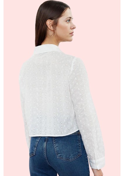 Kadın Brode Detaylı Dokuma Gömlek Pamuklu Günlük Kullanım Hafta Sonu Yaz Aylarının Vazgeçilmezi modelleri