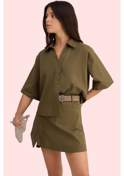 Kadın Boxy Kalıp Truvakar Kol Gömlek Pamuklu Günlük Kullanım Hafta Sonu Yaz Aylarının Vazgeçilmezi