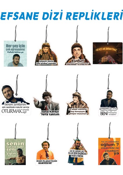 12 Adet Gibi Prens ve Burhan Altıntop Dizi Replikleri Görselli Hediyelik Oto Kokusu ve Aksesuari