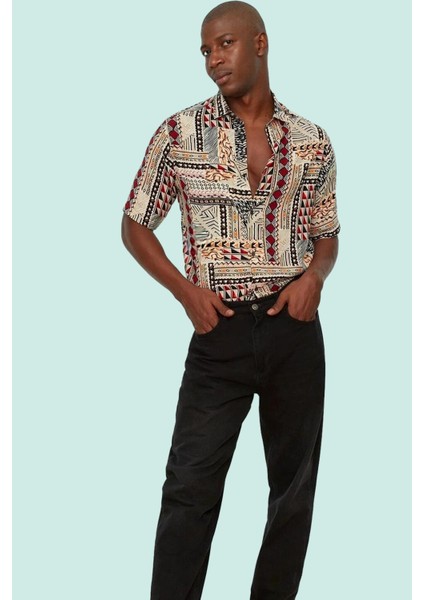 Erkek Kısa Kollu Etnik Desenli Gömlek Viskon Günlük Kullanım Için Yaz Aylarının Vazgeçilmezi modelleri