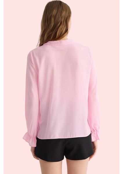 Kadın Basic Kalıp Uzun Kollu Balon Kol Gömlek Dantel Detaylı Günlük Kullanım Modern Tasarım modelleri