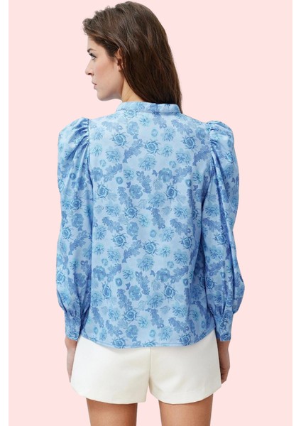 Kadın Çiçekli Desenli Dik Yaka Gömlek Pamuk Günlük Kullanım Hafta Sonu Yaz Aylarının Vazgeçilmezi modelleri