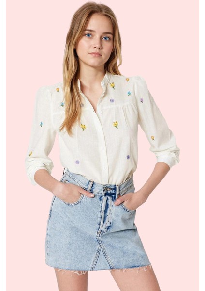 Kadın Tropikal Desenli Dokuma Gömlek Pamuk Günlük Kullanım Için Yaz Aylarının Vazgeçilmezi fiyatları