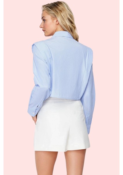 Kadın Crop Gömlek Yaka Düz Desenli Dokuma Terrycotton Kumaş Günlük Kullanım Modern Tasarım modelleri