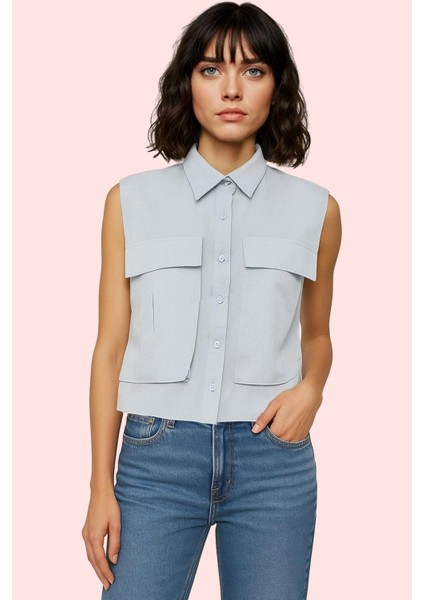 Kadın Kolsuz Gömlek Yaka Düz Desen Basic Kalıp Pamuklu Günlük Kullanım Yaz Aylarının Vazgeçilmezi