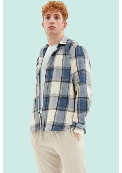 Erkek Kareli Flanel Gömlek Regular Fit Kışlık Casual Günlük Hafta Sonu Yaz Aylarının Vazgeçilmezi