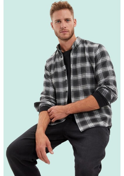Erkek Kışlık Flanel Ekose Gömlek Kareli Desen Standart Kol Günlük Yaz Aylarının Vazgeçilmezi