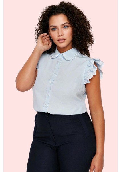 Kadın Çok Çizgili Bebe Yaka Kolsuz Gömlek Rahat Günlük Yaz Hafta Sonu Stilin Buluştuğu Yer