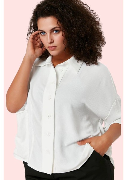 Kadın Oversize Geniş Kalıp Dokuma Gömlek Regular Truvakar Kol Günlük Yaz Aylarının Vazgeçilmezi fiyatları