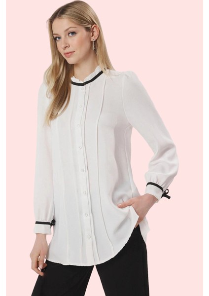 Kadın Saten Dokuma Gömlek Dik Yaka Uzun Kollu Şık Gece Kombinleri Yaz Aylarının Vazgeçilmezi fiyatları