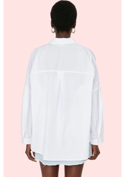 Kadın Oversize Pamuklu Dokuma Gömlek Basic Kalıp Günlük Kullanım Için Yaz Aylarının Vazgeçilmezi modelleri