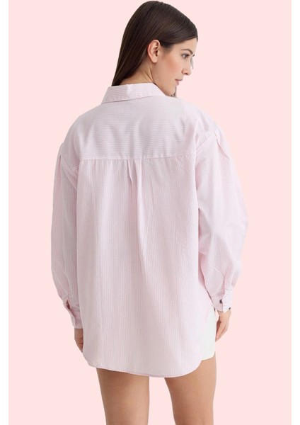 Kadın Oversize Çizgili Dokuma Gömlek Pamuklu Günlük Kombinler Için Yaz Aylarının Vazgeçilmezi modelleri