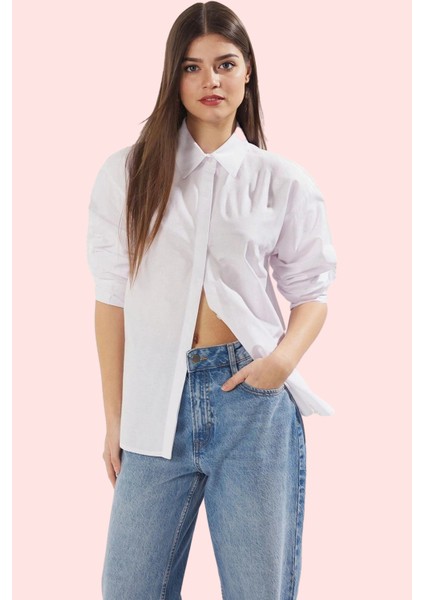 Kadın Oversize Geniş Kalıp Dokuma Gömlek Pamuk Günlük Kullanım Için Yaz Aylarının Vazgeçilmezi