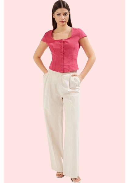 Kadın Kısa Kollu Kare Yaka Basic Gömlek Pamuklu Rahat Günlük Hafta Sonu Yaz Aylarının Vazgeçilmezi fiyatları