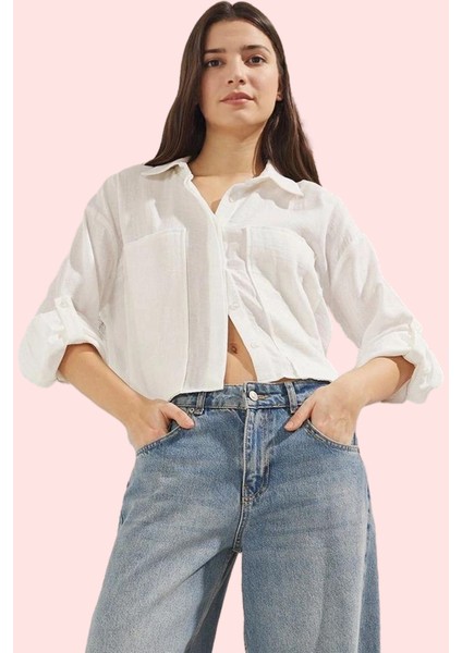 Kadın Crop Gömlek Pamuk Müslin Kumaş Günlük Kullanım Için Hafta Sonu Yaz Aylarının Vazgeçilmezi fiyatları