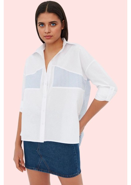 Kadın Oversize Geniş Kesim Dokuma Gömlek Yaka Düz Desen Günlük Kullanım Yaz Aylarının Vazgeçilmezi