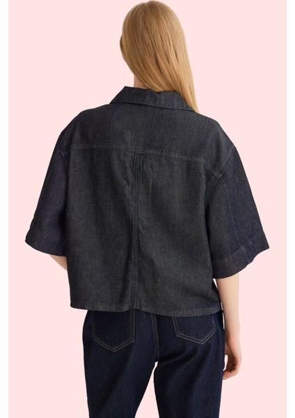 Kadın Denim Gömlek V Yaka Pamuk Regular Boy Günlük Stil Hafta Sonu Yaz Aylarının Vazgeçilmezi modelleri