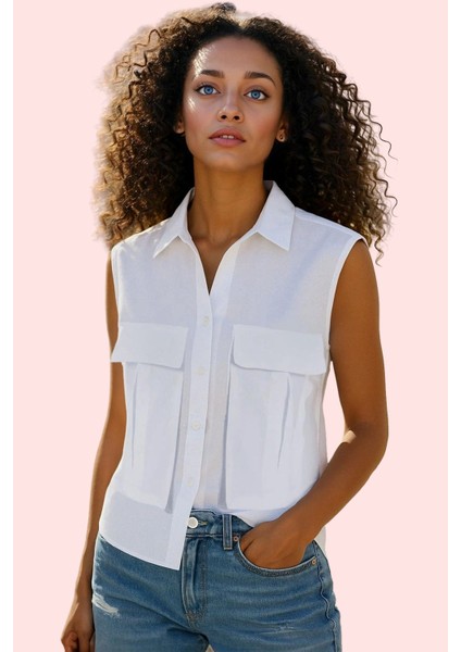 Kadın Kolsuz Gömlek Yaka Düz Desen Basic Kalıp Pamuklu Günlük Kullanım Yaz Aylarının Vazgeçilmezi