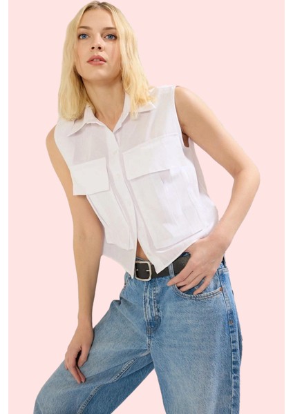 Kadın Kolsuz Gömlek Yaka Düz Desen Basic Kalıp Pamuklu Günlük Kullanım Yaz Aylarının Vazgeçilmezi fiyatları